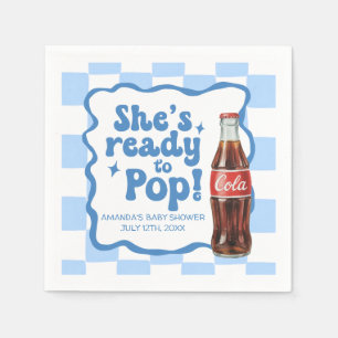She's Ready to Pop Baby Shower Blue Napkins