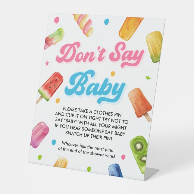 She's Ready to Pop Baby Shower Don't Say Baby Game Pedestal Sign (Front)