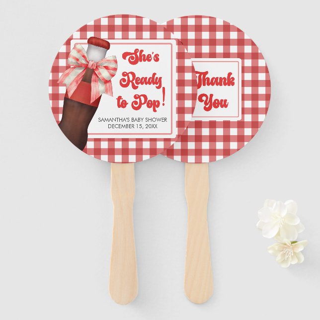She's Ready to Pop Baby Shower  Hand Fan (Front and Back)