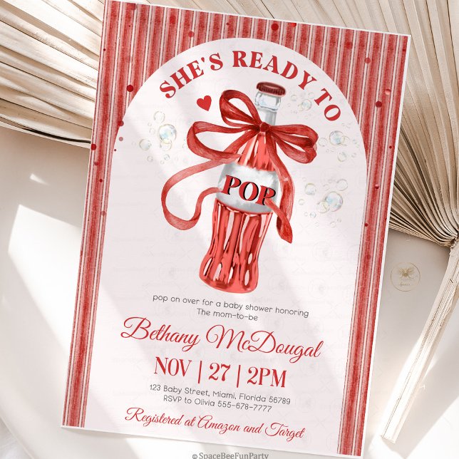 She's Ready To Pop Baby shower Invitation (BabyShower, ShesReadyToPop, PregnancyParty, BabyOnTheWay, MomToBe, GenderNeutralBabyShower, CuteBaby)