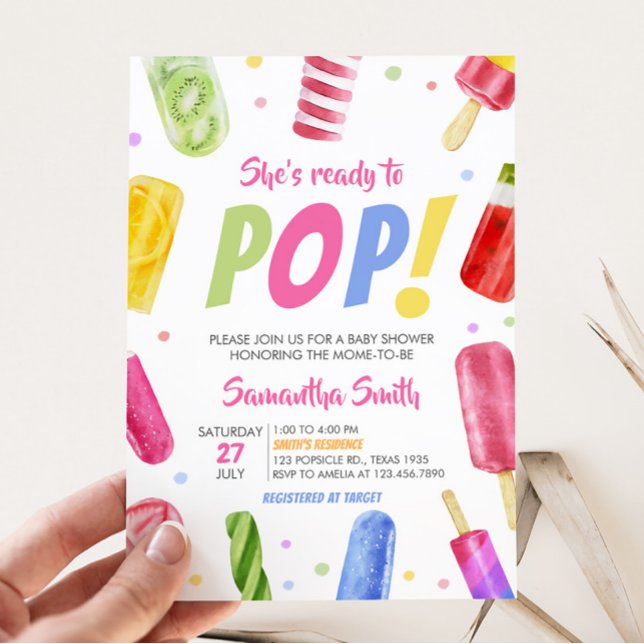 She's Ready to Pop Baby Shower Invitation (Popsicle Baby Shower Invitation)