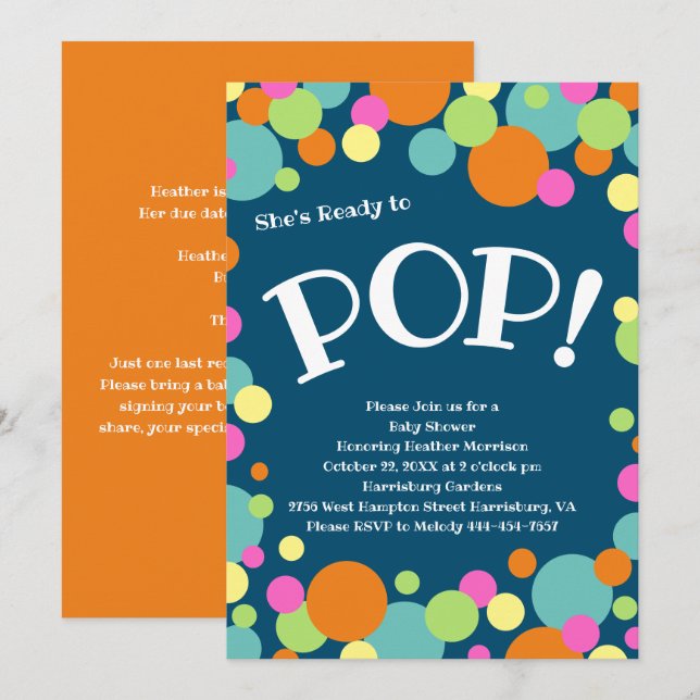 She's Ready to Pop Baby Shower Invitation (Front/Back)