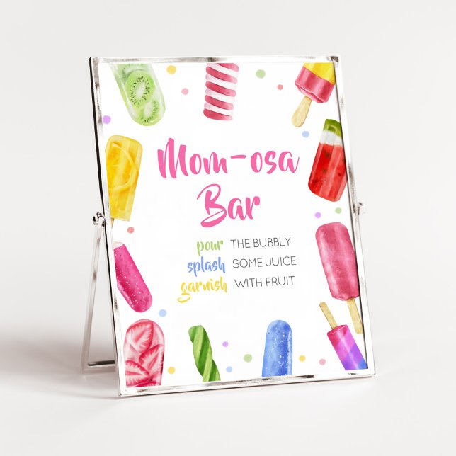 She's Ready to Pop Baby Shower Mum Osa Bar Poster (Popsicle Baby Shower Mom Osa Bar Sign)