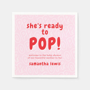 She's Ready to Pop Baby Shower Napkin