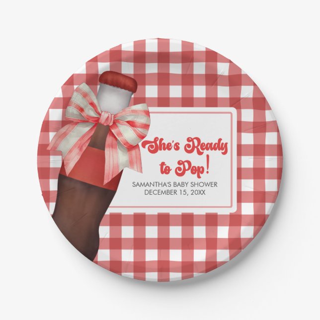 She's Ready to Pop Baby Shower  Paper Plate (Front)