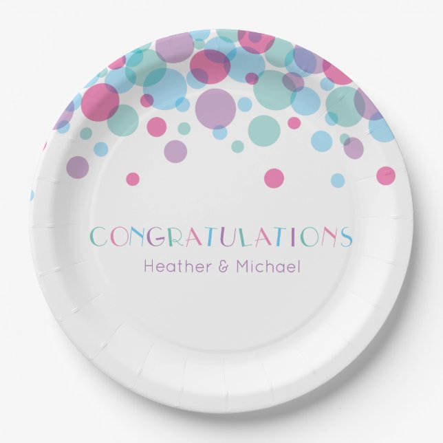 She's Ready to Pop Baby Shower Polka Dots Paper Plate (Front)