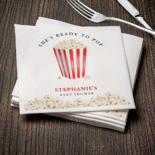 She's Ready To Pop Baby Shower Popcorn Napkin
