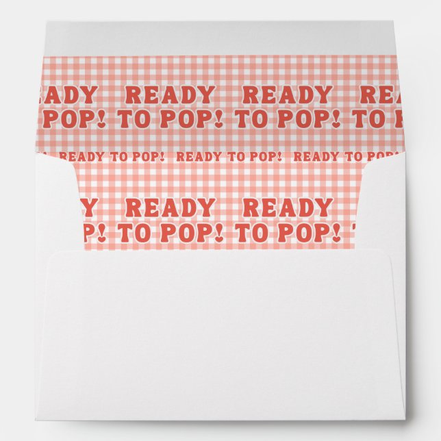 She's Ready to Pop Baby Shower Retro Red Gingham Envelope (Back (Bottom))
