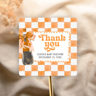 She's Ready to Pop Baby Shower Square Sticker