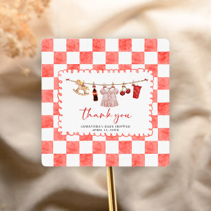 She's Ready to Pop Baby Shower Square Sticker