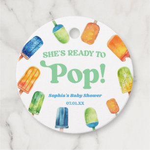 She's Ready To Pop Blue Green Popsicle Baby Shower Favour Tags
