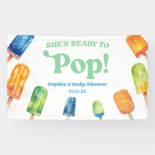 She's Ready To Pop Blue Popsicle Baby Shower Banner