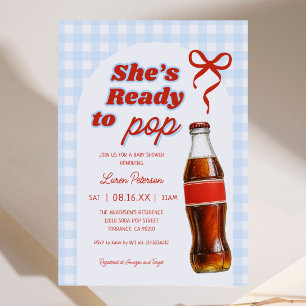 She's Ready To Pop Boy Soda Baby Shower Invitation