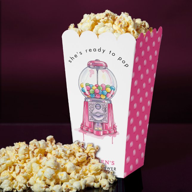 She's Ready To Pop Bubblegum Pink Girl Baby Shower Favour Box (She's Ready To Pop Bubblegum Pink Girl Baby Shower Favor Boxes
)