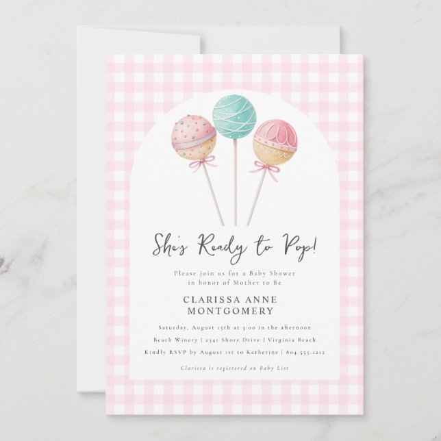She's Ready to Pop Cake Baby Shower Invitation  (Front)