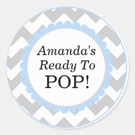 Image of She's Ready to Pop, Chevron Print Baby Shower Classic Round Sticker