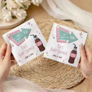 She's Ready to POP Diner, Soda Baby Shower Welcome Napkin