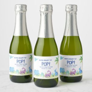 She's Ready to Pop Dinosaur Mini Sparkling Wine La Label