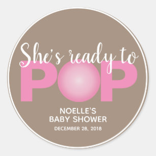 She's Ready to Pop Girl Baby Shower Stickers