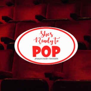 She's Ready to Pop Oval Personalised Stickers