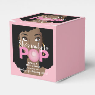 She's Ready to Pop Pink Baby Shower Natural Hair Favour Box