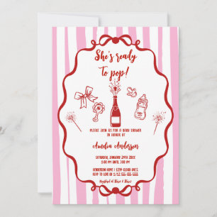 She's Ready to Pop Pink Coke Bottle Baby Shower Invitation
