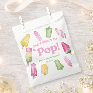 She's Ready To Pop Pink Popsicle Baby Shower Favour Bags