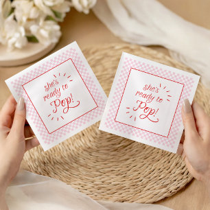 She's Ready to Pop Pink & Red Chequered Napkin