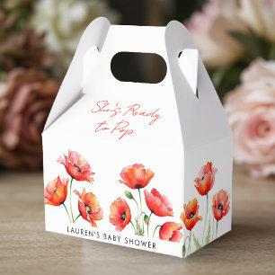 She's Ready To Pop Poppy Flower Spring Baby Shower Favour Box