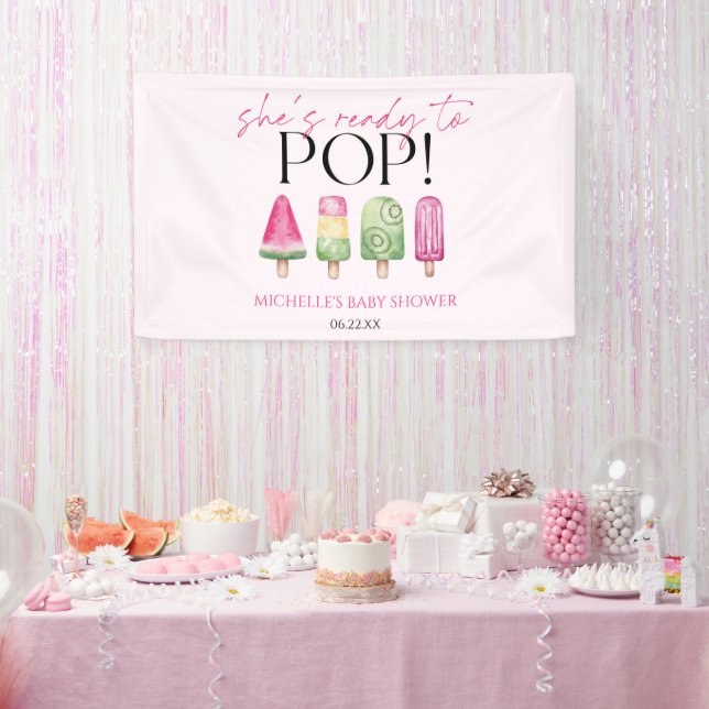 She's Ready To Pop! Popsicle Baby Shower Banner (Party)