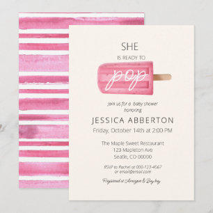 She's Ready to Pop Popsicle Baby Shower Invitation