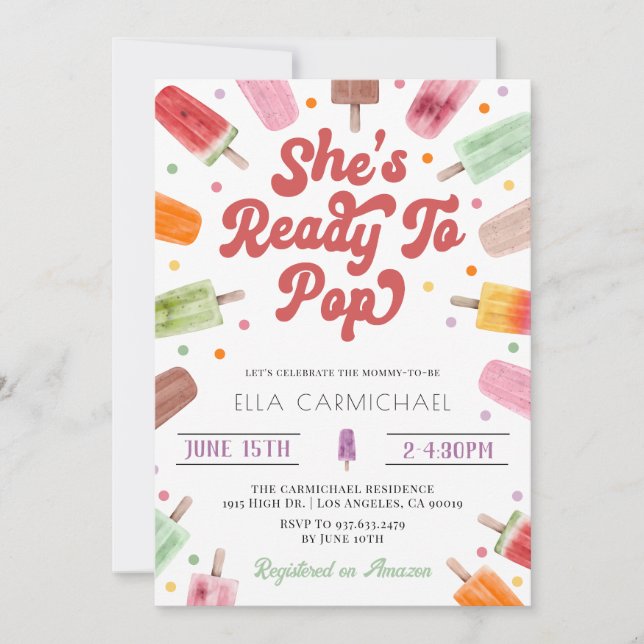 She's Ready to Pop Popsicle Baby Shower Invitation (Front)