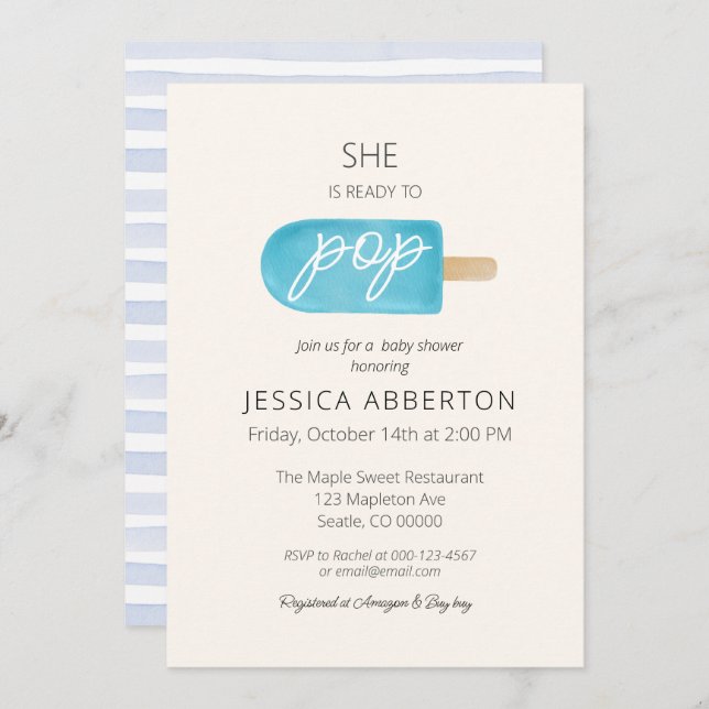 She's Ready to Pop Popsicle Baby Shower Invitation (Front/Back)