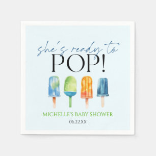 She's Ready To Pop! Popsicle Baby Shower Napkin