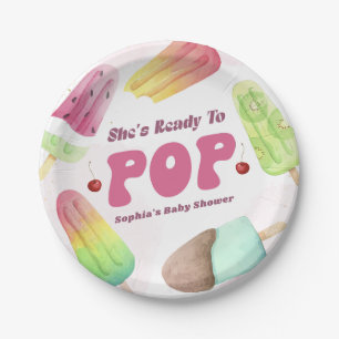 She's Ready To Pop Popsicle Baby Shower Paper Plate