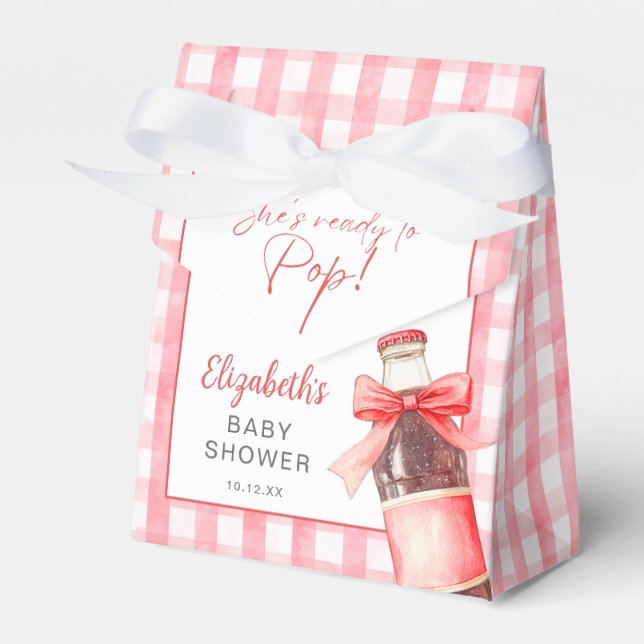 She's Ready To Pop Red Bow Baby Shower Favour Box (Front Side)