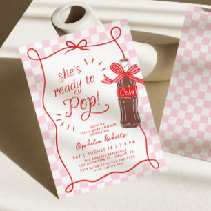 She's Ready to Pop Retro Soda Girls Baby Shower Invitation