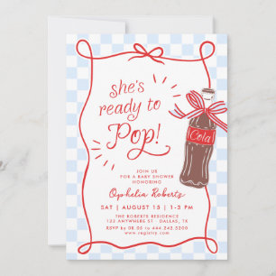 She's Ready to Pop Retro Soda Neutral Baby Shower Invitation