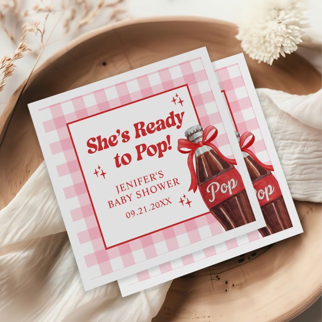 She's Ready to Pop Soda Baby Shower Napkin (Creator Uploaded)