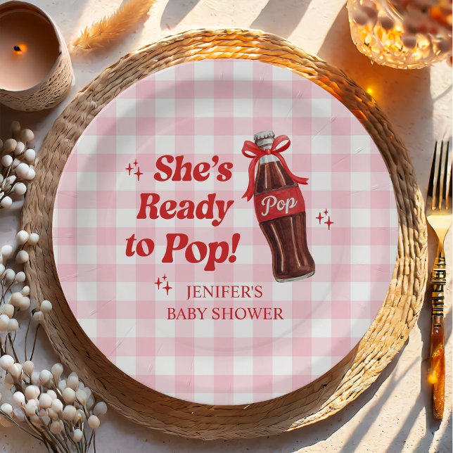She's Ready to Pop Soda Baby Shower Paper Plate (Creator Uploaded)