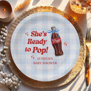 She's Ready to Pop Soda Baby Shower Paper Plate