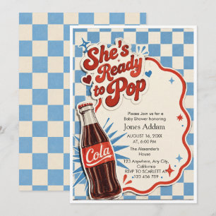 She's Ready to Pop Soda blue boy Baby Shower Invitation