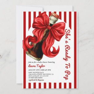 She's Ready To Pop Soda Bow Baby Shower  Invitation