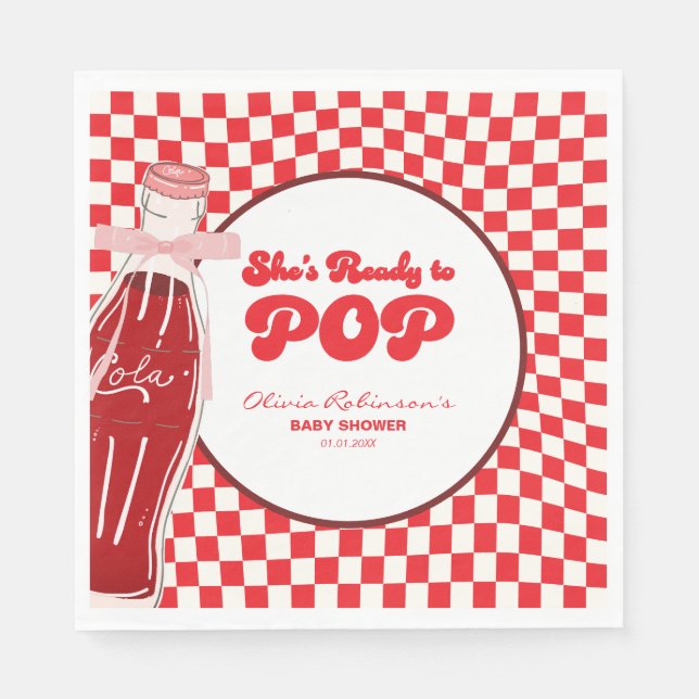 She's ready to pop soda cola baby shower  napkin (Front)
