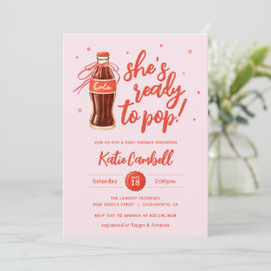 She's Ready to Pop Soda Pop Girl Baby Shower Invitation