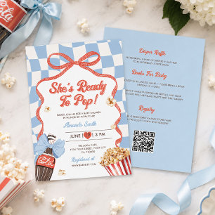 She's Ready To Pop Soda Retro QR Code Baby Shower Invitation
