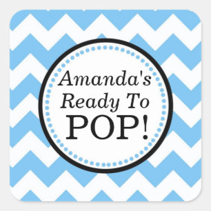 She's Ready to Pop Square sticker - Chevron Design