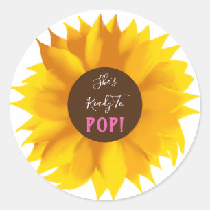 She's Ready To Pop Sunflower Stickers