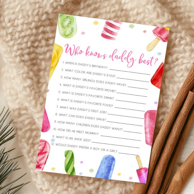She's Ready to Pop Who Knows Daddy Best Game (Popsicle Baby Shower Who Knows Daddy Best Game)
