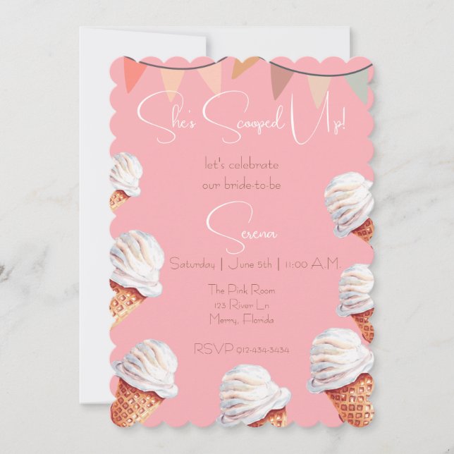 She's Scooped Up Bridal Shower Invitation (Front)